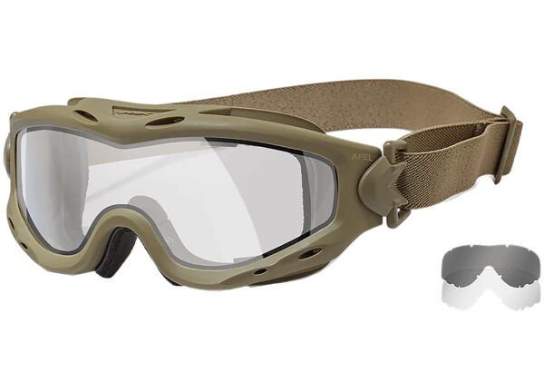 Wiley X SP30DLT Spear Apel Goggles, Clear/Tan