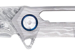 CobraTec Knives CTGSTDAMWNS Ghost  3.88″ Folding Wharncliffe Plain Damascus Blade, 4.94″ Cut Out Titanium Handle