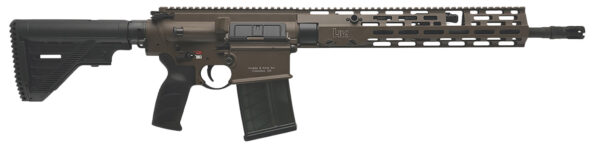HK 81001205 MR762 A4 7.62x51mm 20+1 16.50″ Black Threaded Barrel, Patriot Brown Picatinny Rail Receiver, M-LOK Handguard, 6 Position Black Synthetic Stock, Black Finger Grooved Grip, Ambidextrous