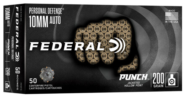 182377 Federal PD10P1G Punch 10mmAuto 200gr Jacketed Hollow Point 50 Per Box/10 Case
