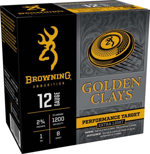 Browning Ammo BGC12L8 Golden Clays  12Gauge 2.75″ 1oz 8Shot 25 Per Box/10 Case