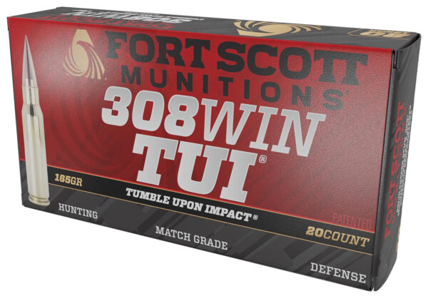 182985 Fort Scott Munitions 308-165-SCV22 Tumble Upon Impact (TUI) 308Win 165gr Solid Copper Spun 20 Per Box/10 Case