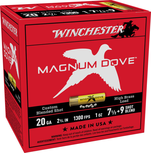 Winchester Ammo MD2079 Magnum Dove  20Gauge 2.75″ 1oz 7.5/9Shot 25 Per Box/10 Case