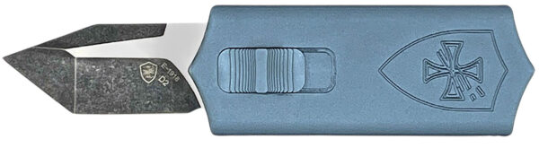 Templar Knife SMCAGB221 Sentinel Money Clip 1.88″ OTF Tanto Plain Black Oxide Stonewashed Powder Coated D2 Steel Blade, 3.41″ Blue Anodized Aluminum Handle