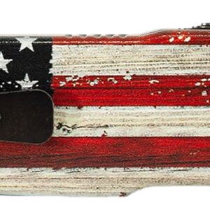 Templar Knife  Premium Weighted Wood US Flag Slim 3″ OTF Tanto Plain Black Oxide Stonewashed Powder Coated D2 Steel Blade, 4.50″ Painted Wood Grain US Flag Aluminum Handle