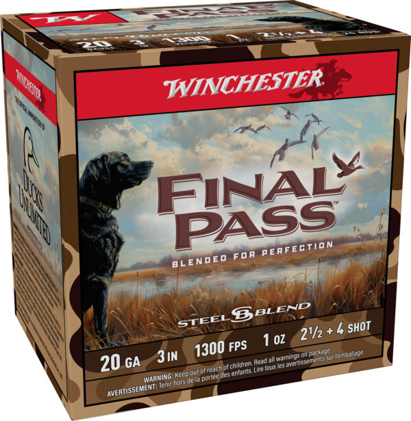 183478 Winchester Final Pass 20ga 3″ #2.5 & #4 25/Box