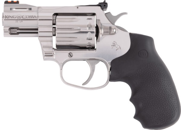 183627 Colt Mfg KCOBRA22SP2RFO King Cobra 22 LR 10 Shot 2″ Stainless Vent Rib Barrel, Stainless Cylinder & Frame, Black Rubber Grip