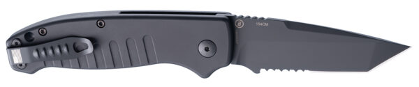 Hogue Ballista I 3.5″ Button Auto — Part Serrated, Black