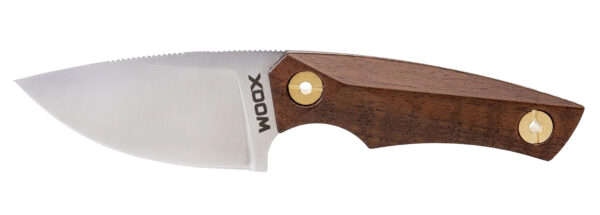 184267 Woox BU.KNF030.01 Bad Boy 2.75″ Plain Drop Point D2 Steel Blade American Walnut w/ Brass Hardware Handle 6.25″ OAL