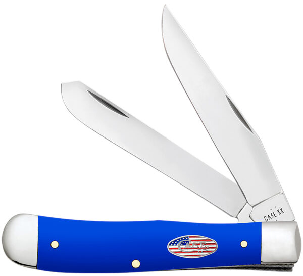 185163 Case 16400 USMC Folding Clip Point/Spey Plain Tru-Sharp SS Blade, Smooth Royal Blue Synthetic Handle