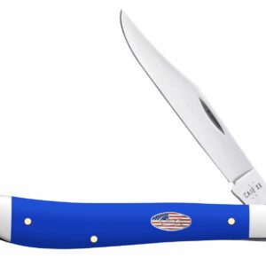 Case 16403 Trapper Slimline 3.25″ Folding Clip Point Plain Mirror Polished Carbon Steel Blade, Smooth Royal Blue Synthetic Handle