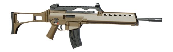185464 HK 81001321 G36 22 LR 20+1 18.13″ Black Barrel w/Flash Suppressor, Flat Dark Earth Receiver w/Picatinny Rail, Flat Dark Earth Folding Synthetic Stock, Polymer Grip