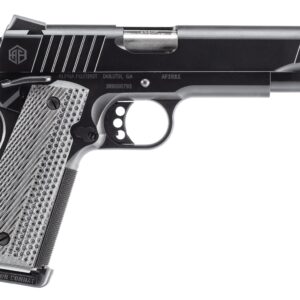 Alpha Foxtrot AA27X4ENA-XQBK08-WBS AF1911  Full Size 45 ACP 8+1 5″ Stainless Bull Barrel, Black QPQ Stainless Steel Serrated Slide, Black QPQ Stainless Steel Serrated Frame w/Beavertail G10 Grip