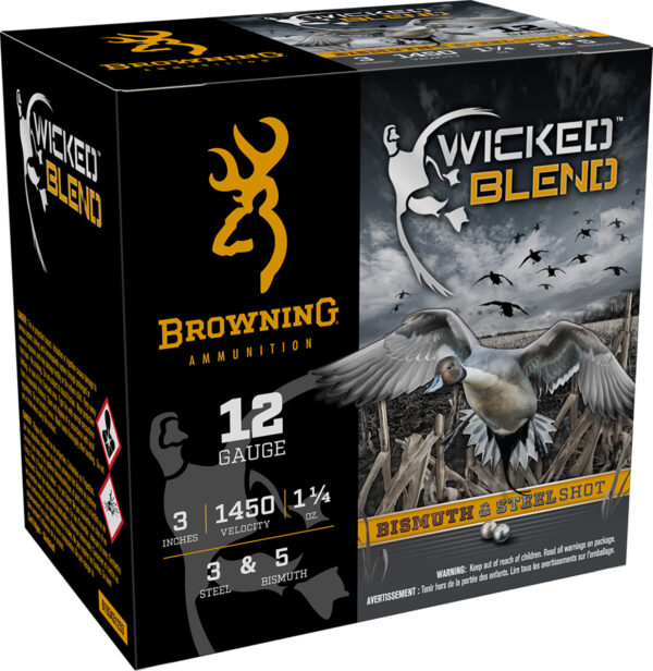 187125 Browning Ammo B193431233 Wicked Blend 12Gauge 3″ 1 1/4oz 3/5BI Shot 25 Per Box/10 Case