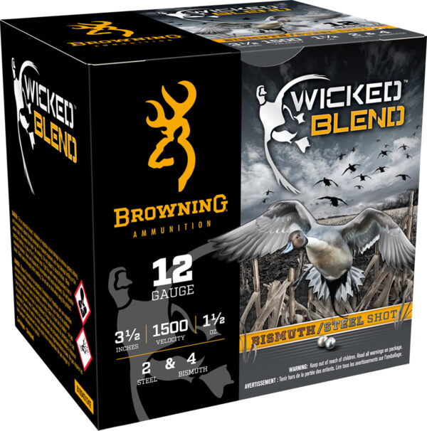 187127 Browning Ammo B193431242 Wicked Blend 12Gauge 3.50″ 1 1/2oz 2/4BI Shot 25 Per Box/10 Case
