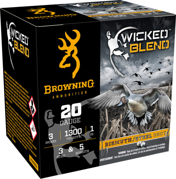 187129 Browning Ammo B193432033 Wicked Blend 20Gauge 3″ 1oz 3/5BI Shot 25 Per Box/10 Case