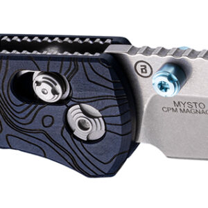 Hogue 24456 Mysto  3.40″ Folding Clip Point Plain Black Stonewashed CPM MagnaCut Steel Blade, Maple Valley Richlite Blue Handle