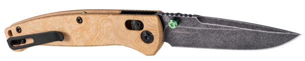 Hogue 24459 Mysto  3.40″ Folding Clip Point Plain Black Stonewashed CPM MagnaCut Steel Blade, Maple Valley Richlite Wood Handle