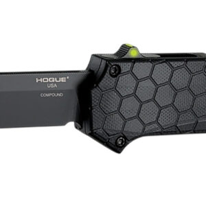 Hogue 34021 Compound  3.50″ OTF Tanto Plain Black PVD CPM 30CV SS Blade, Black Textured Aluminum/G10 Handle