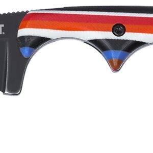 CRKT 2385G Minimalist 1.98″ Fixed Wharncliffe Plain Black Stonewashed D2 Steel Blade, Red/White/Blue G10 Handle
