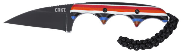 187524 CRKT 2385G Minimalist 1.98″ Fixed Wharncliffe Plain Black Stonewashed D2 Steel Blade, Red/White/Blue G10 Handle