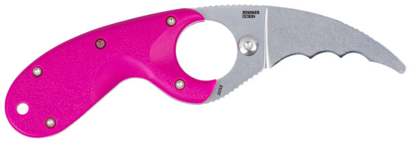 CRKT 2511T Bear Claw  2.39″ Fixed Hawkbill Serrated Powder Coated AUS8A SS Blade, Pink Textured GRN Handle