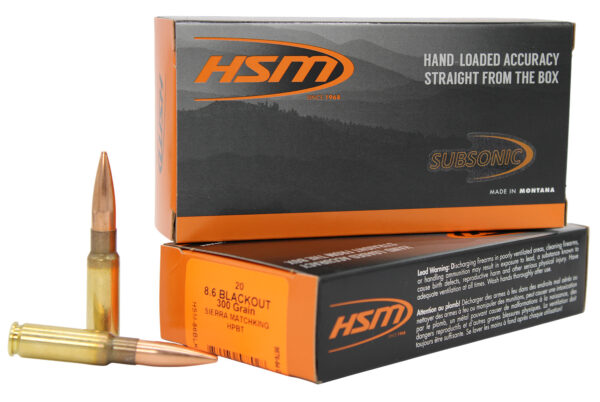 187612 HSM 86BLK1N 8.6Blackout 300gr Hollow Point Boat Tail 20 Per Box/25 Case