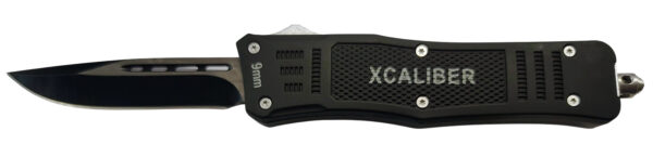 Xcaliber Knife Company  9mm  Medium 3.25″ OTF Drop Point 440C SS Blade, 4.64″ Steel Handle