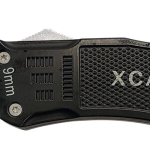 Xcaliber Knife Company  9mm  Large 3.80″ OTF Drop Point Black 440C SS Blade, 5.30″ Steel Handle