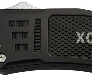 Xcaliber Knife Company  40 Cal  Medium 3.25″ OTF Tanto Part Serrated 440C SS Blade, 4.64″ Steel Handle