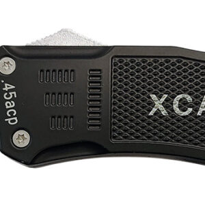 Xcaliber Knife Company  45 ACP  Large 3.80″ OTF Tanto Plain Black 440C SS Blade, 5.30″ Steel Handle