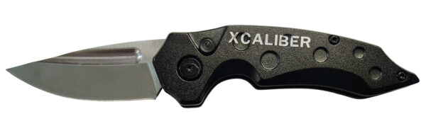 187771 Xcaliber Knife Company Switch Blade 2.41″ Folding Drop Point Plain Stainless D2 Steel Blade. 4.15″ Aluminum Handle