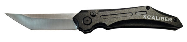 187772 Xcaliber Knife Company Switch Blade 3.50″ Folding Tanto Plain Stainless D2 Steel Blade, 4.75″ Black Aluminum Handle