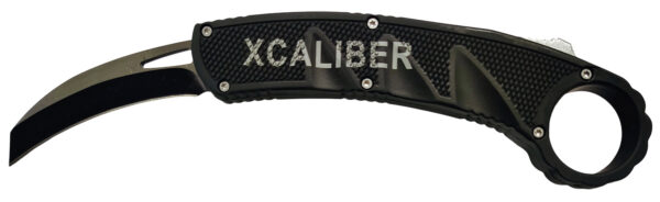 Xcaliber Knife Company  Karambit  3″ OTF Reverse Tanto Plain Black 440C SS Blade, 5.75″ Aluminum Handle