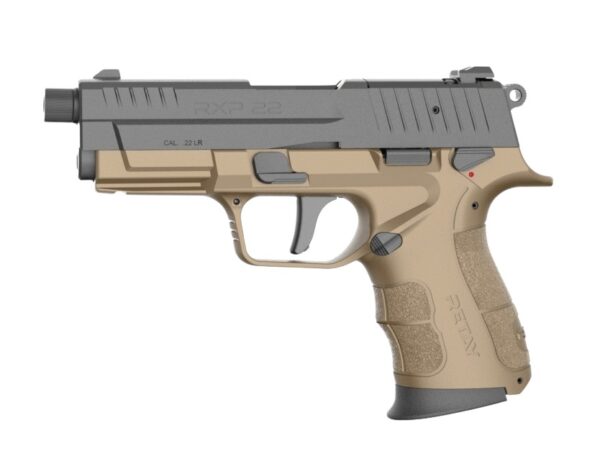 Retay USA RXP22FDEBLKS13TH RXP 22 LR 13+1 4″ Threaded Barrel, Black Cerakote Optic Ready/Serrated Slide, Flat Dark Earth Cerakote Polymer Frame w/Accessory Rail, RMR/RMSc Footprint