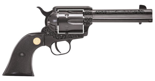 188722-1 Chiappa Firearms 340340 1873 22 LR 6 Shot 4.75″ Black Engraved Barrel, Black Cylinder, Black Engraved Alloy Frame, Black Plastic Grip, Exposed Hammer