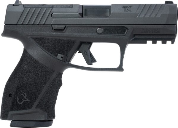 189451 Taurus TX 9 Compact 9mm Luger 15+1 4″ Black Barrel, Black Nitride Alloy Steel Optic Ready/Serrated Slide, Black Stainless Steel Frame w/Picatinny Rail, Interchangeable Backstrap Grip