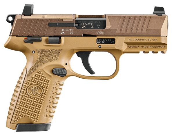 190697 FN 66102318 502 MRD 22 LR 10+1 4″ Black Target Crown Barrel, Flat Dark Earth Optic Ready/Serrated Slide, Flat Dark Earth Polymer Frame w/Picatinny Rail, Textured Grip, Ambidextrous