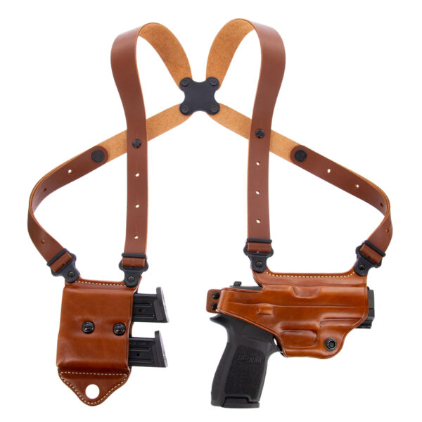 19130 Galco MCII250 Miami Classic II Shoulder System Size Fits Chest Up To 56″ Tan Leather Harness Fits Sig P229 Fits Sig P226 Fits Sig P228 Right Hand