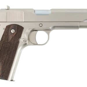 Tisas Arms 10100562 1911 A1 Stakeout 9mm Luger 38 Super 5″ Stainless Steel Barrel, Nickel Carbon Steel Serrated Slide & Frame w/Beavertail, Walnut Grip