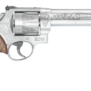 Smith & Wesson 14784 Model 629  N-Frame Large 44 S&W Spl/44 Rem Mag 6 Shot 6.50″ Stainless Steel Engraved Barrel, Cylinder & Frame, Tyler Gun Works Bear Hugger Walnut Grip, Exposed Hammer