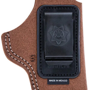 Bianchi 10381 6C IWB Tan Leather Belt-Clip Holster, Left Hand