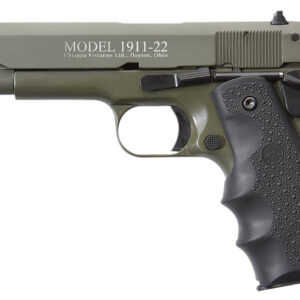 Chiappa Firearms 401121 1911-22  22 LR 10+1 5″ OD Green Serrated Steel Slide & Beavertail Frame, Black Hogue Rubber w/Finger Grooves Grip
