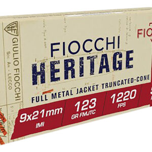Fiocchi Heritage 9x21mm IMI 123 gr FMJ-TC — 50 rd Box
