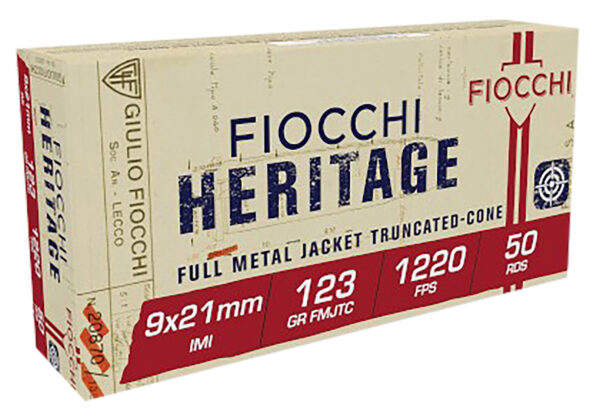 Fiocchi Heritage 9x21mm IMI 123 gr FMJ-TC — 50 rd Box