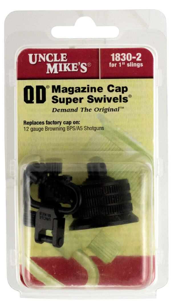 Uncle Mike’s 18302 Mag Cap Swivel Set — 12 Gauge, 1-inch Loop