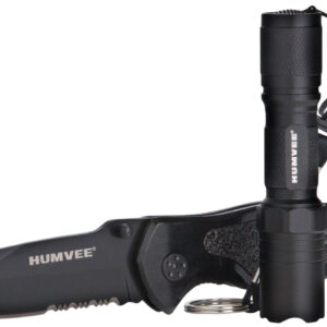 Humvee Adventure Gear HMVKCER1 Rescue Combo 3.25″ Folding Spear Point Part Serrated Stainless Steel Blade Black Aluminum Handle Features Glass Breaker/Pocket Clip/Seatbelt Cutter