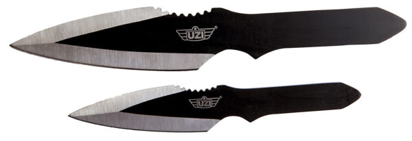 Uzi Accessories UZKTRW002 Throwing Knives  Fixed Spear Point Plain Black Stainless Steel Blade Black Stainless Steel Handle Includes