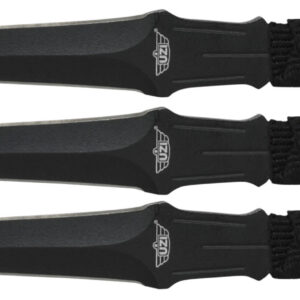 Uzi Accessories UZKTRW003 Throwing Knives  3″ Fixed Straight Back Plain Black Stainless Steel Blade Black Nylon Cord Wrapped Handle