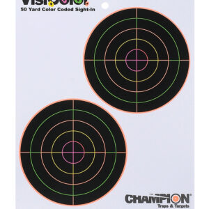 Champion VisiColor 5-Inch Double Bullseye Targets 8.5×11 10 Pack